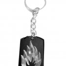 Highly Flammable Flame of Fire Burning Logo - Metal Ring Key Chain Keychain