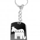 Republican Democrat Party Donkey Elephant Mascot - Metal Ring Key Chain Keychain