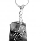 Police Dead Man Body Outline Crime Scene Novelty - Metal Ring Key Chain Keychain