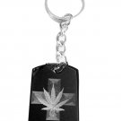 Cross Medical Weed Pot Leaf Ganja Marijuana Leaf - Metal Ring Key Chain Keychain