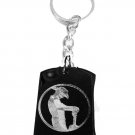 Southern Cowboy Holding Guitar Logo Symbols - Metal Ring Key Chain Keychain