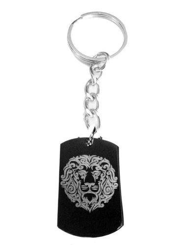 Celtic Lion Crest Face King of Jungle Head Logo - Metal Ring Key Chain Keychain