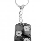 Bullet GUN Shot Holes on Glass Novelty Funny - Metal Ring Key Chain Keychain