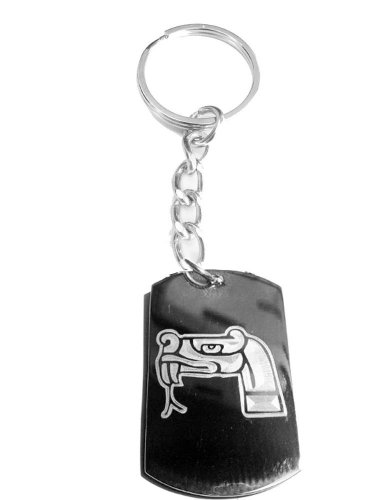 Aztec ART Serpent Snake Logo Symbols - Metal Ring Key Chain Keychain