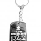 I Love Somone with Autism Puzzle Pieces Logo - Metal Ring Key Chain Keychain