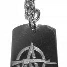 Anarchy Symbol w/ Assault Rifle Gun Symbol Logo - Metal Ring Key Chain Keychain