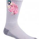 Anime Girl Crouched Wearing Boots - Crew Socks Pair