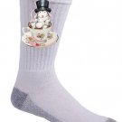 Rabbit Hole Funny Bunny in Teacup Wearing Top Hat Cute - Crew Socks Pair