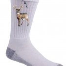Animal Scene Deer w/ Antlers Standing & Bird Flying - Crew Socks Pair