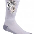 Big Cat White Albino Bengal Tiger Mom w/ Baby Cubs - Crew Socks Pair