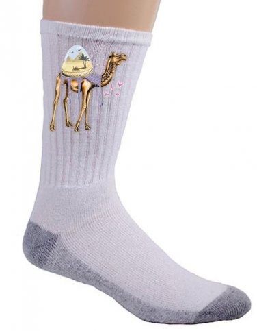 "Mystical Camel" Roaming Sahara Desert Egyptian Pyramids - Crew Socks Pair