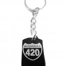Novelty Marijuana Weed POT Highway 420 Sign  - Metal Ring Key Chain Keychain