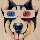 "Corgi 3D" Funny Puppy Dog w/ Movie Glasses - Plywood Wood Print Poster Wall Art