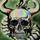 Metallic Dragon w/ Skull & Horns - Plywood Wood Print Poster Wall Art