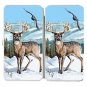 Deer Winter Scene w/ Bird Flying & Mountains - Womens Taiga Hinge Wallet Clutch