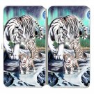 Big Cat White Tiger w/ Cubs in Mountains - Womens Taiga Hinge Wallet Clutch