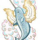 Flying Whale Narwhal w/ Wings in Clouds - Rectangle Refrigerator Magnet