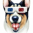 "Corgi 3D" Funny Puppy Dog Wearing Movie Glasses - Rectangle Refrigerator Magnet