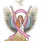 Angel & Dove Breast Cancer Awareness Ribbon - Rectangle Refrigerator Magnet