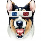 "Corgi 3D" Funny Puppy Dog Wearing Movie Glasses - Vinyl Sticker