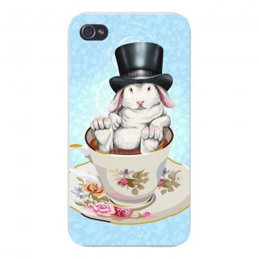 Rabbit Hole Funny Bunny Teacup & Top Hat - FITS iPhone 5 5s Plastic Snap On Case