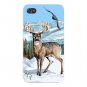Deer Winter Scene w/ Bird & Mountains - FITS iPhone 5 5s Plastic Snap On Case