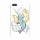Flying Whale Narwhal w/ Wings in Clouds - FITS iPhone 5 5s Plastic Snap On Case
