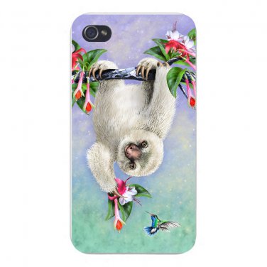 Cute Baby Sloth Hanging From Tree - FITS iPhone 4 4s Plastic Snap On Case