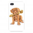 Cute French Mastiff Pet Puppy Dog & Bone - FITS iPhone 4 4s Plastic Snap On Case