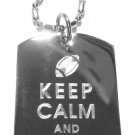 Military Dog Tag Metal Chain Necklace - Keep Calm and Play Football American