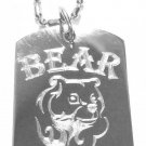 Military Dog Tag Metal Chain Necklace - Bear Men Man Pride w/ Grizzly Bear Logo