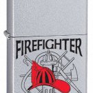 Zippo Custom Lighter - Firefighter Job w/ Hard Hat Logo Satin Chrome
