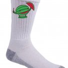 "Slice of Happiness" Watermelon Fruit Cut Slice Smiling Funny - Crew Socks Pair