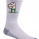 "Self Sufficient" Zombie Eating His Own Brain Funny Humor - Crew Socks Pair