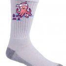 "Octosushi" Octopus Chef Cutting Tentacles Into Sushi Funny - Crew Socks Pair