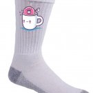 "Coffee With Friends" Mug & Donut Drinking Brew Together Funny - Crew Socks Pair