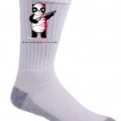 "Black, White, & Red All Over" Blood Covered Panda Bear Funny - Crew Socks Pair