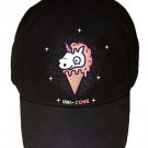 "Unicone" Mythical Unicorn Ice Cream Cone Cartoon - Black Adjustable Cap Hat