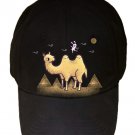 "Desert Air" Rabbit Skateboard Jumping on Camel Humps - Black Adjustable Cap Hat