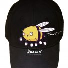 "Buzzin" Funny Bumblebee Bee Drinking Coffee Caffeine - Black Adjustable Cap Hat