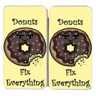 Donuts Fix Everything Food Humor Cartoon - Womens Taiga Hinge Wallet Clutch