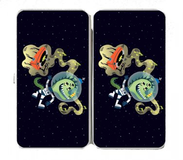 Rockin Space Dinolizard Funny Dinosaur Alien - Womens Taiga Hinge Wallet Clutch