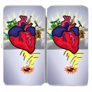 Rock N Roll Heart w/ Guitar & Drums Cartoon - Womens Taiga Hinge Wallet Clutch