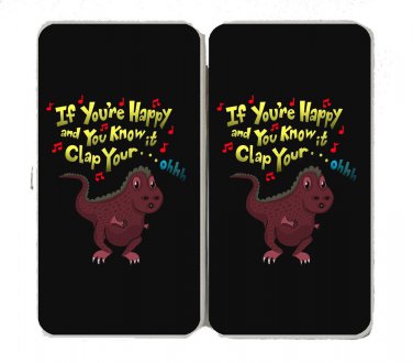 If You're Happy.. Can't Clap Funny Dinosaur - Womens Taiga Hinge Wallet Clutch