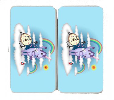 Donut Unicorn Shaving in Clouds Funny Cartoon - Womens Taiga Hinge Wallet Clutch
