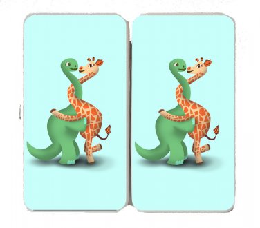 Dino Giraffe Luv Hug Dinosaur Love Embrace - Womens Taiga Hinge Wallet Clutch