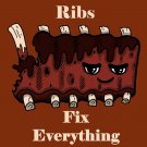 Ribs Fix Everything Food Humor Cartoon - Rectangle Refrigerator Magnet