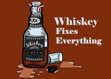 Whiskey Fixes Everything Drinking Humor - Rectangle Refrigerator Magnet