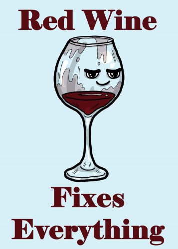 Red Wine Fixes Everything Food Humor - Rectangle Refrigerator Magnet