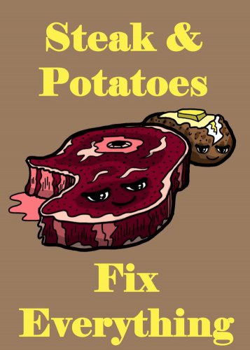 Steak & Potatoes Fix Everything Food Humor - Rectangle Refrigerator Magnet